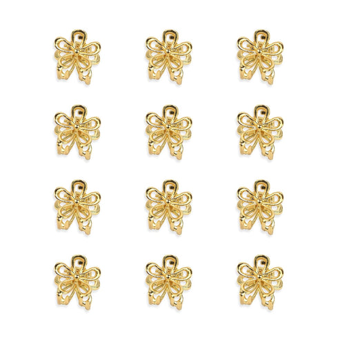 YISSION 12PCS Small Flower Hair Clips - Cute Metal Hair Barrettes for Women and Girls, Mini Gold Flower Claw Clips