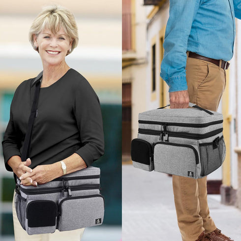 Timoxi Double Layers Medicine Bag with Insulated Compartment Pill Bottle Organizer with Lockable Zipper,Travel Medicine