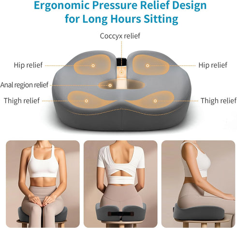 HANQIMER Tailbone Raised U Cutout Donut Pillow for Pain Relief, Hemorrhoid Pillow for Sitting, Memory Foam Lifting