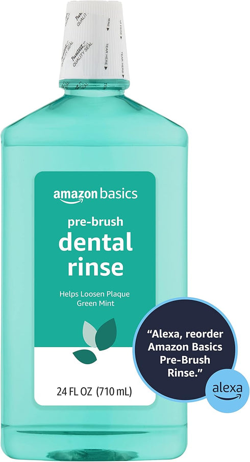 Amazon Basics Pre-Brush Dental Rinse, Green Mint, 24 Fluid Ounces, 1-Pack