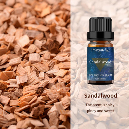 Rose and Sandalwood Essential Oil, 100% Pure Natural Organic Aromatherapy Gift Set, 10MLx2