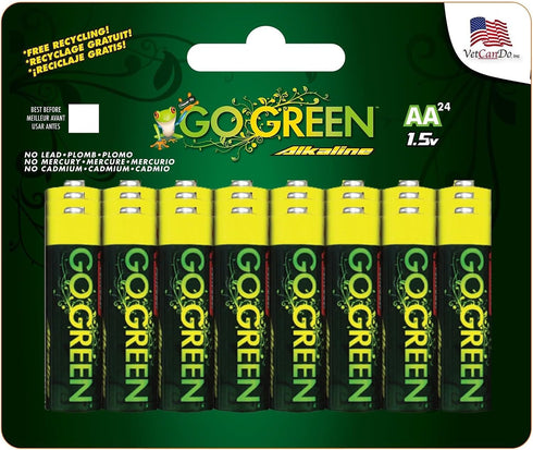 GoGreen Power (24011) Eco Friendly Alkaline AA Batteries - No Lead, Cadmium or Mercury - Pack of 24