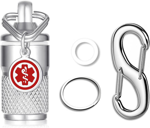 Divoti Precision CNC Machined Stainless Steel Emergency Pill Holder Keychain, Micro Size