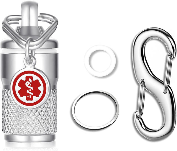 Divoti Precision CNC Machined Stainless Steel Emergency Pill Holder Keychain, Micro Size