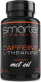 SmarterVitamins 200mg Caffeine Pills - MCT Oil from 100% Coconuts + 100mg L-Theanine, Energy Focus, 50 Liquid Softgels