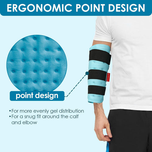 Comfytemp Calf Shin Splint Ice Packs, Reusable Gel 2 Pack, Hot Cold Therapy Compression Sleeve for Swelling, Elbow, Knee