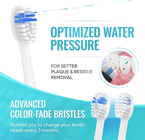(6pk) Toothbrush Replacement Heads for Sonic Fusion 2.0 Waterpik & Flossing Toothbrush, DuPont Nylon Bristles