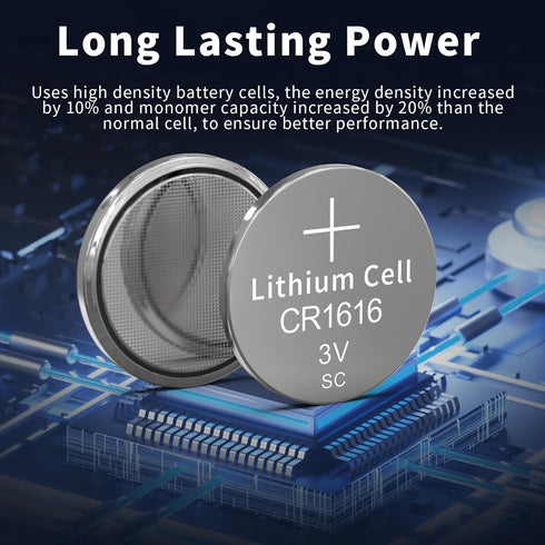 PKCELL 5 Pack CR1616 3V 1616 Lithium Battery CR Battery for Car Key Fob, Remote, Watch