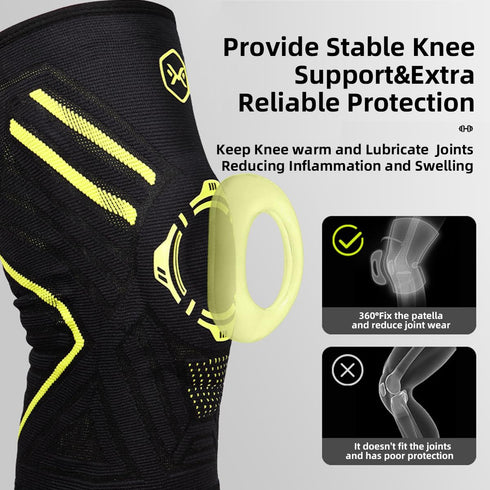 MOKRGYM Knee Brace for Men&Women Anti-Slip Knee Support with Silicone Pad&Dual Side Stabilizers Breathable Compression