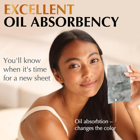 Natural Oil Blotting Sheets for Face with Bamboo Charcoal, 6pk/600 Makeup Friendly Blotting Papers