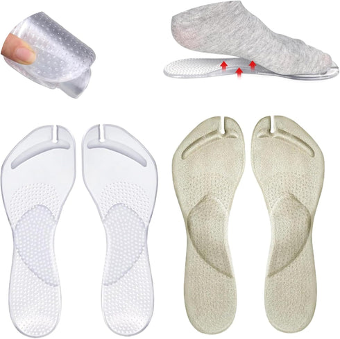 2 Pairs Arch Support Cushion Insoles, Gel Adhesive Anti-Slip Inserts for Plantar Fasciitis Pain Relief for Men and Women