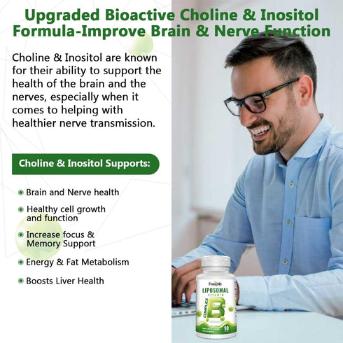 Active B Complex Liposomal B Vitamins with Choline Inositol - 90 Softgels for Immune and Energy Support
