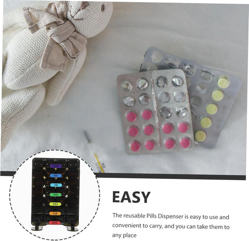 Portable Travel Medicine Case Weekly Dispenser Pill Organizer Wear-Resistant Storage Container for Daily Vitamin