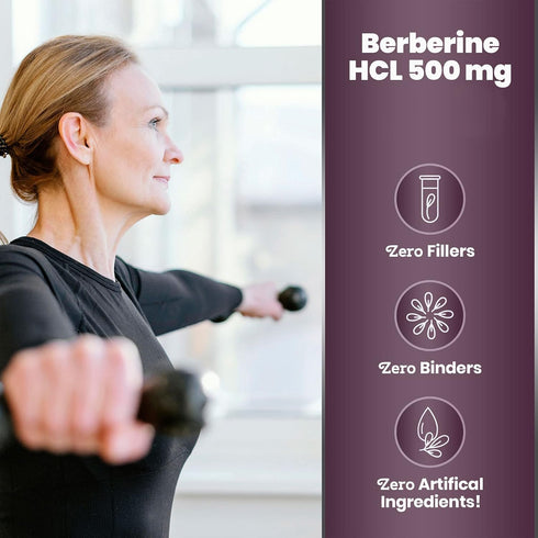Simply Natures Pure Premium Berberine HCl 500mg - 120 Capsules for Cardiovascular, Gastrointestinal Support