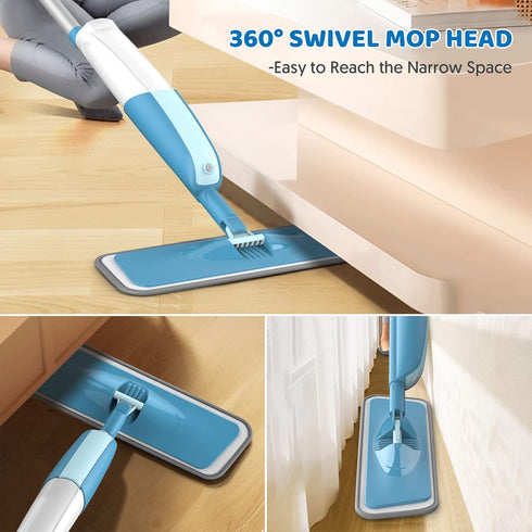 Wet Dust Mops for Hardwood Floor Cleaning: MEXERRIS Microfiber Spray Mops with 4 Reusable Pads