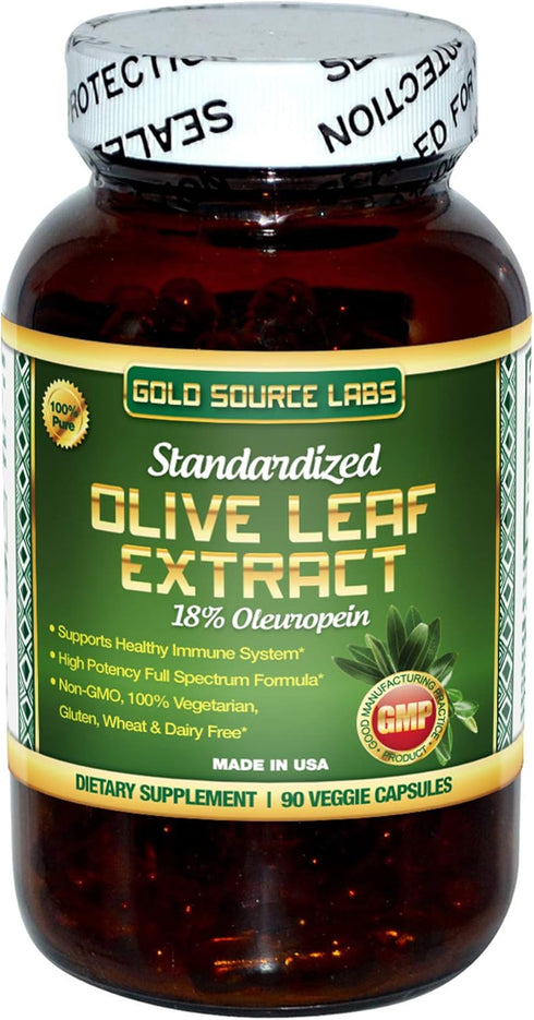 Organic Olive Leaf Extract Capsules - Pure Organic Olive Leaf, 90 Vegetarian Caps, 400 mg for Immune Health