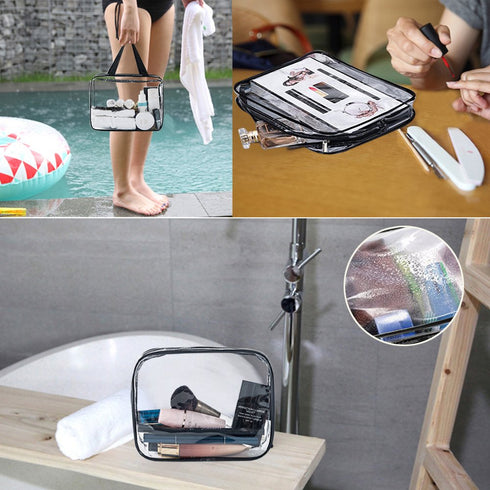 APREUTY Clear Makeup Bags, TSA Approved 6 Pcs Cosmetic Makeup Bags Set, Clear PVC with Zipper Handle for Travel