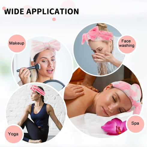 9 Pack Pink Spa Headband for Washing Face - WHAVEL, Fluffy Hair Band for Skincare