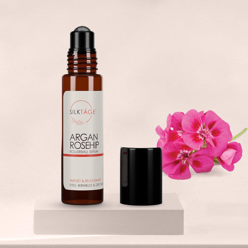 SILKTA´GE Argan Rosehip Rollerball - Organic Argan Oil & Rosehip Oil for Eyes, 33 Fl Oz