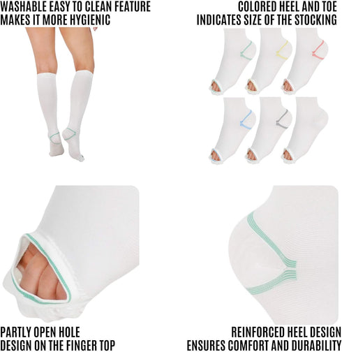 invera 15-20 mmHg Anti Embolism Compression Stockings, Knee High Unisex Ted Hose Socks Moderate Level