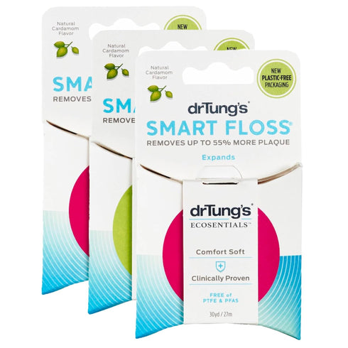 DrTung's Smart Floss - Natural, PTFE & PFAS Free Floss, Cardamom Flavor (Pack of 3)