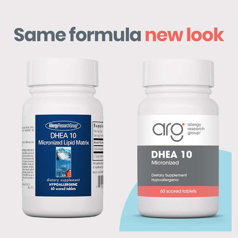 Allergy Research Group DHEA for Men & Women - Micronized Dehydroepiandrosterone Supplement, 10mg, Low Dose, Soy-Free,