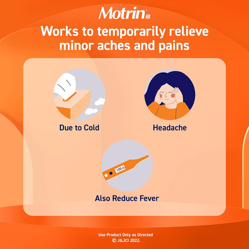 Motrin IB Ibuprofen 200mg Tablets for Fever, Muscle Aches, Headache & Back Pain Relief, 50 ct