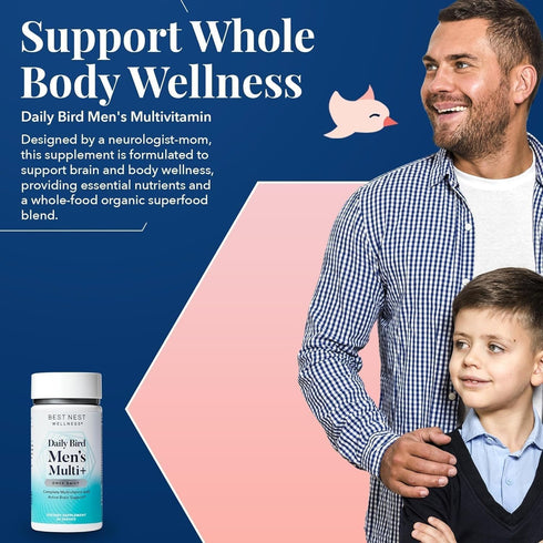 Best Nest Wellness Men's Multi Plus - Daily Multivitamin for Brain & Energy Health Support - 30 Caplets