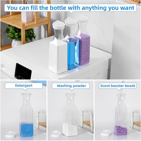 Laundry Detergent Dispenser, 54oz Fabric Softener Container, 3 Pack with 4 Labels for Laundry Room Organization
