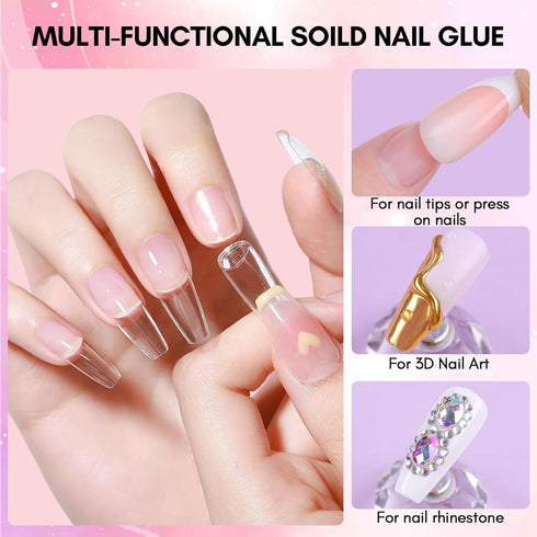 Makartt Solid Nail Glue Gel: Nail Glue for Press on Nails (2pcs), Strong Fake Nail Bonding Gel