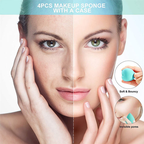 Makeup Sponge Set DUAIU 4Pcs Blender Beauty Foundation Sponges, Flawless for Liquid, Cream, and Powder with Storage Box