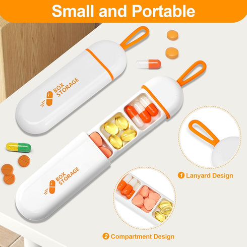 Toplive Portable Travel Pill Organizer, Mini Daily Pill Container, Small Case for Vitamins, Supplements, Fish Oil,