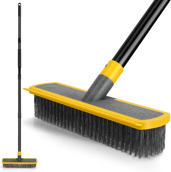 JIURAIN Heavy Duty Broom Wire Floor Scrub Brush with Long Handle, 2 in