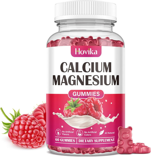 Calcium Magnesium Zinc Gummies with Vitamin D3, K2, B6, B12 - Supports Bone Strength & Muscle Function - 60 Gummies