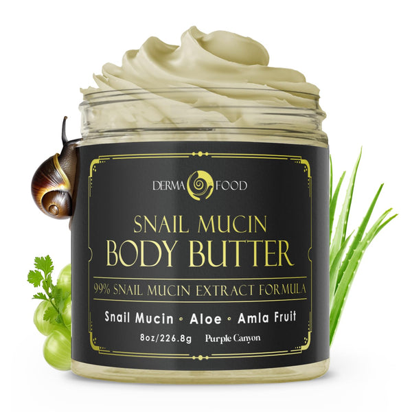 PURPLE CANYON 99% Snail Mucin Body Butter 8oz - Skin Care Moisturizer to Reduce Blemishes, Dark Spots, and Wrinkles
