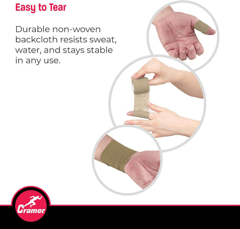 Cramer Eco-Flex Self-Stick Stretch Tape - Cohesive Flexible Elastic Sports Tape, 5 Yard Roll, Beige