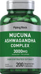 Piping Rock Mucuna Ashwagandha | 200 Capsules | 3000mg | Vegetarian, Non-GMO, Gluten Free | Complex Supplement