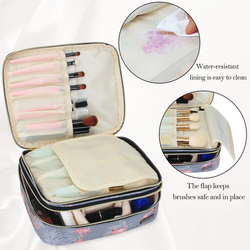 Teamoy Travel Makeup Brush Organizer, Cosmetic Brushes Bag Case with Compartment for Brushes and Beauty Essentials,