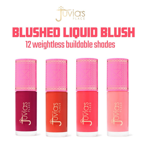 Juvia's Place Blushed Liquid Blush CoralRose - Dewy Tint Cheeks Makeup Glow Pigment Effortless Beauty Long Lasting Cosmetics Soft Creamy Natural Buildable All Skin Color Light Flawless Finish Blend