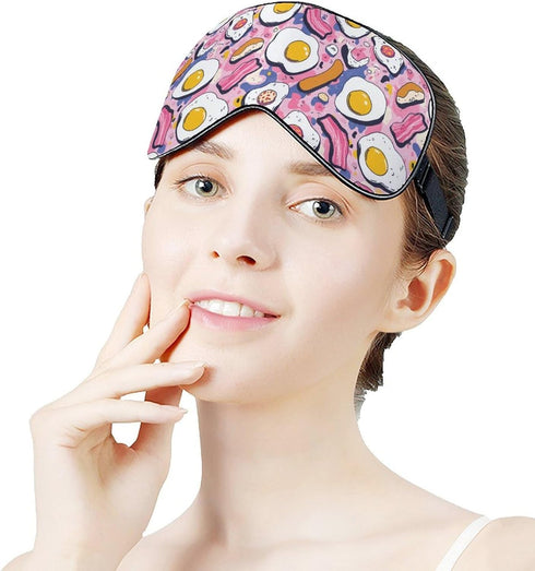 Sleep Mask,Fried Eggs Bacon Sausage Eye Masks with Adjustable Strap for Sleeping,Block Light Eye Sleep Shade Cover