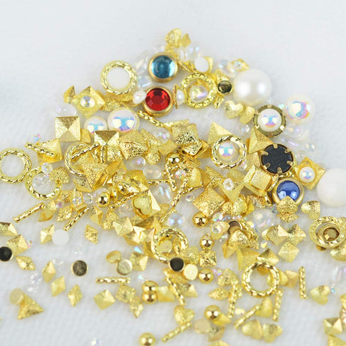 Nail Studs 3D Nail Charms Decals for Women, 6 Box Metal Mixed Shaped Rhinestones Jewelry Caviar Beads Kit