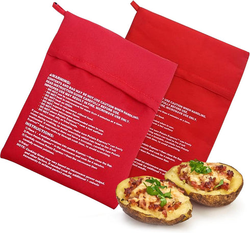 ZeriLion 2 Pack Microwave Potato Bags for Baking Potatoes - Reusable Microwave Cooker