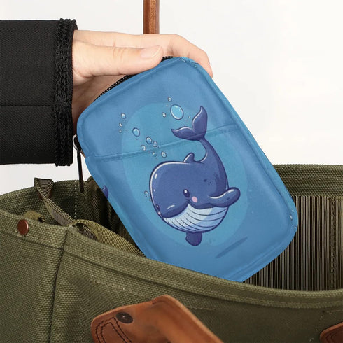 Honeybaby Cute Blue Whale Pill Case Bag Portable Weekly Pill Organizer Travel Pill Organizer Case Bag with Zipper