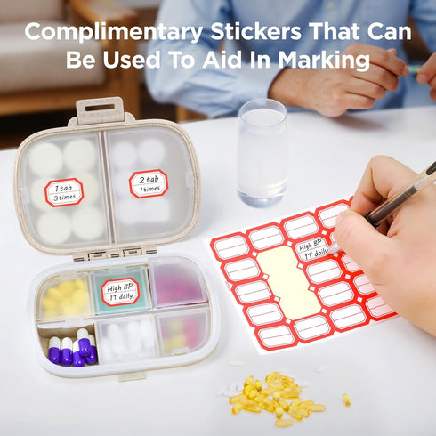 Portable Travel Pill Organizer - Pill Case for Daily Vitamins & Medications