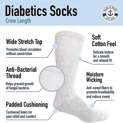 Women's Cotton Crew Socks for Diabetic Neuropathy & Edema Relief