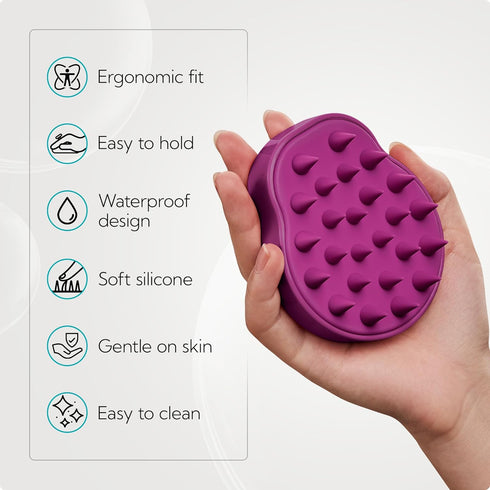 HEETA Hair Scalp Massager Shampoo Brush, 2 Pack with Soft Silicone Bristles for Dandruff Removal, Waterproof (Pink &