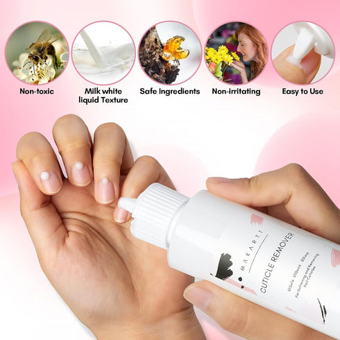 Makartt Cuticle Remover Kit, Nail Care Kit with Cuticle Oil Pen, Trimmer, Nail File & Remover Liquid