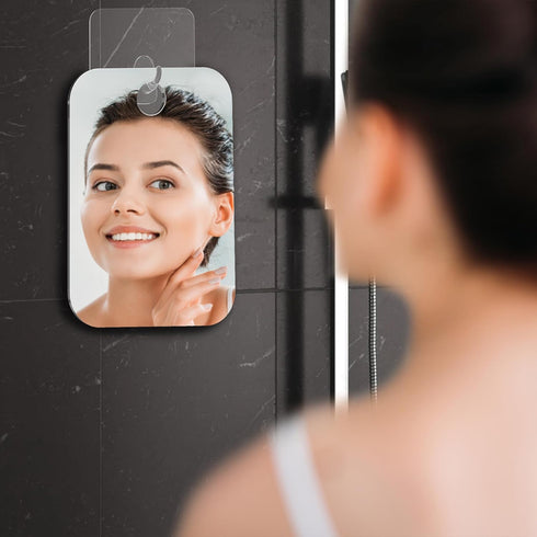 HONEYBULL Fogless Shower Mirror - Anti-Fog Acrylic Mirror with Razor Holder, No-Drill Wall Mount, Medium 6x8in