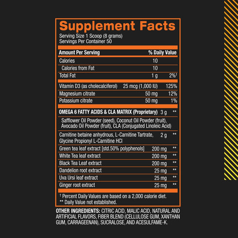 BPI Sports CLA + Carnitine Shredded, Supports Lean Muscle & Fat Loss - Tropical Mango (14.1 oz. / 50 Servings)