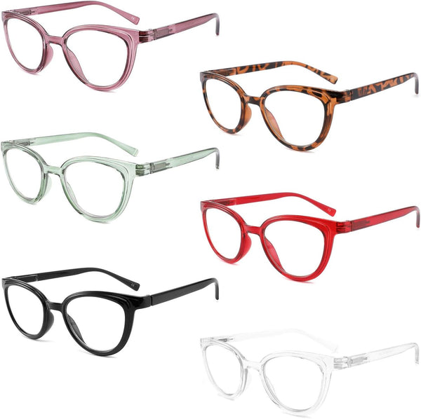 IVNUOYI 6 Pack Blue Light Blocking Reading Glasses for Women, Stylish Anti Glare Computer Eyeglasses, 3.5